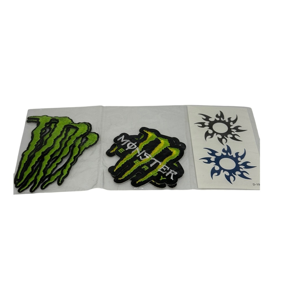 Monster Energy Patches Green Logo Embroidery Racing Motocross Decal Set